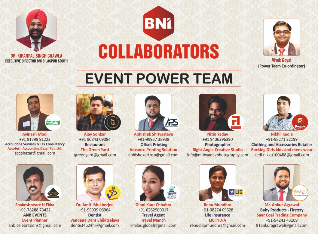 BNI Collaborators की इवेंट पावर टीम: आपके इवेंट की हर जरूरत पूरी!